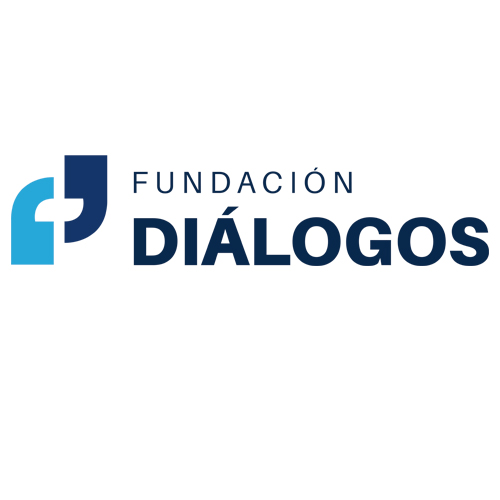 Logo de la Fundación Diálogos en colores azul y blanco.