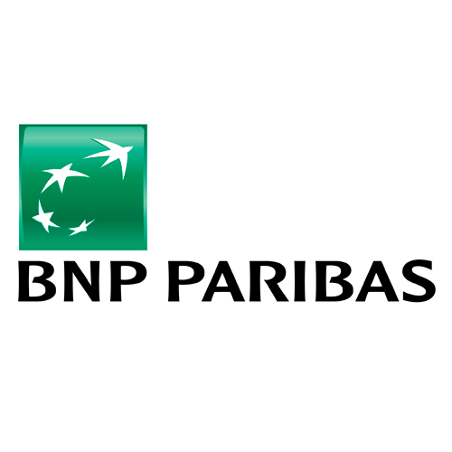 Logo de BNP Paribas con fondo verde y pájaros volando