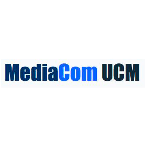 Logo de MediaCom UCM en color azul y negro